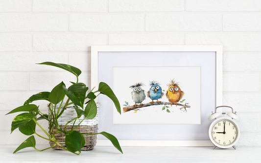 Cute And Crazy Birds Wall Art