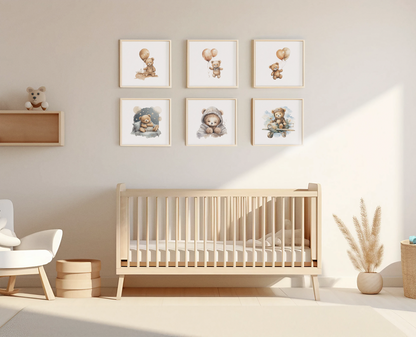 Water Color Baby Room Wall Art "Baby Bear Sitting Alone"  | By Zaneemo