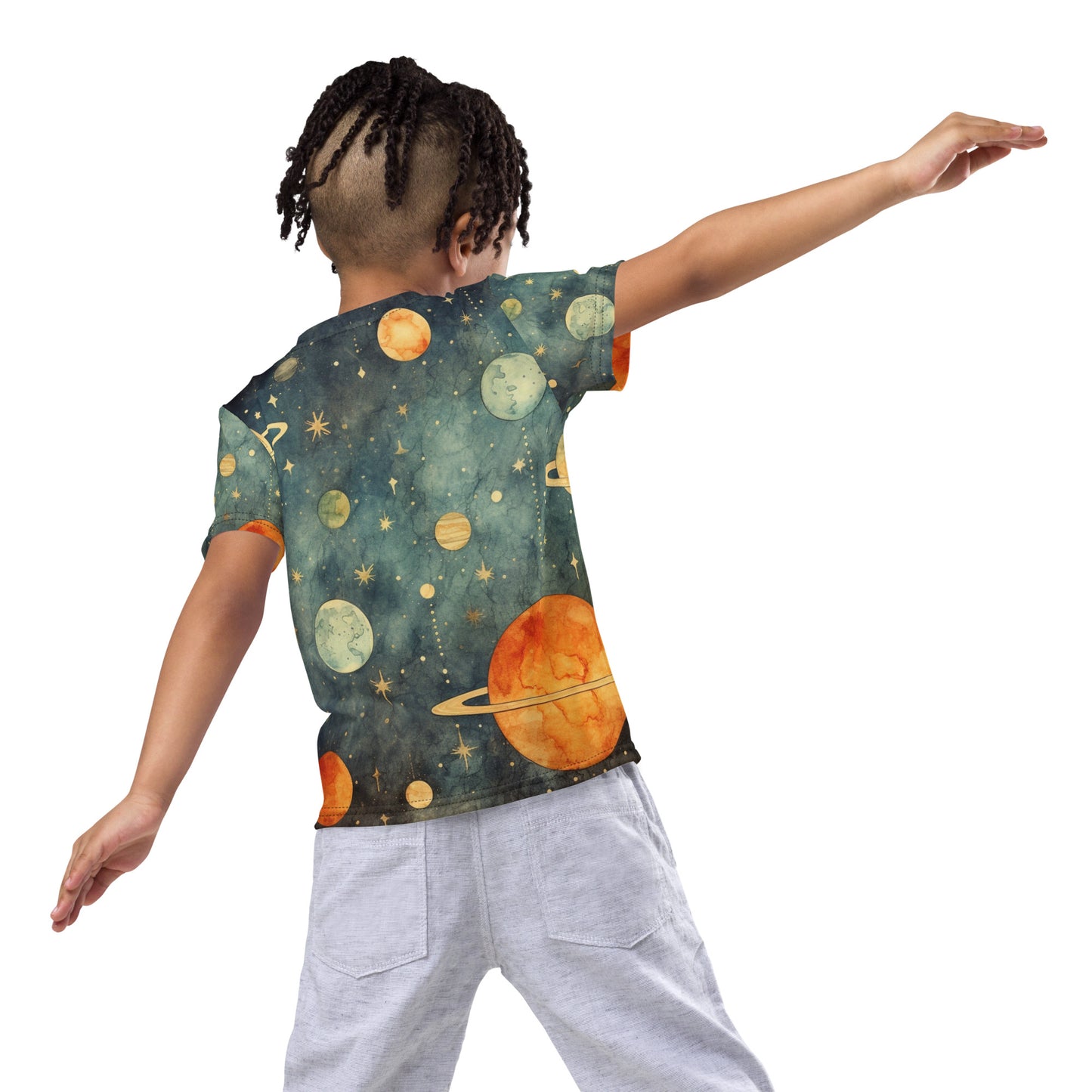 Little Boy's Crew Neck T-shirt -"Planets"