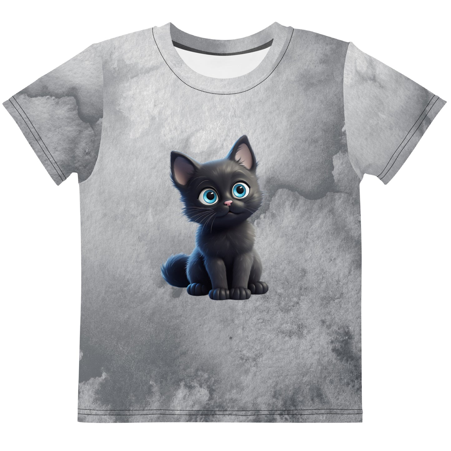 Little Boys' T-Shirt - Black Kitten Print