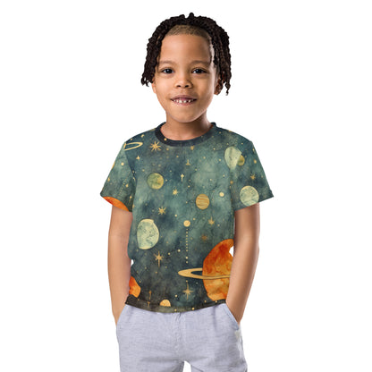 Little Boy's Crew Neck T-shirt -"Planets"