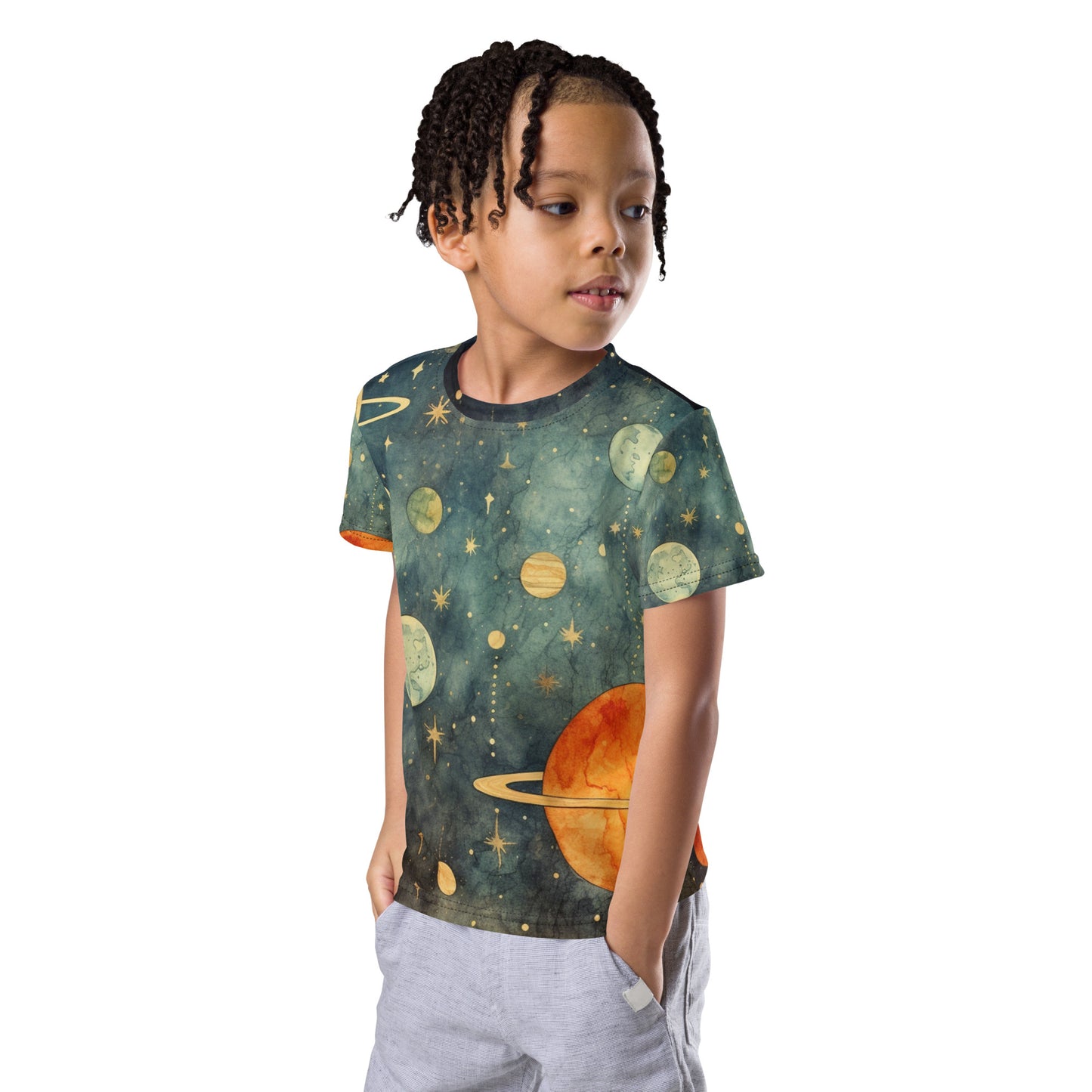 Little Boy's Crew Neck T-shirt -"Planets"