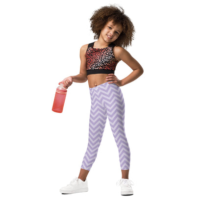 Little Girls Leggings - Zig Zag Purple