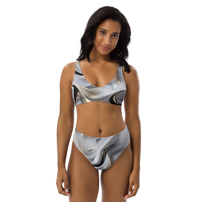 High Waisted Bikini Two Piece Swimsuit | Liquid Metal