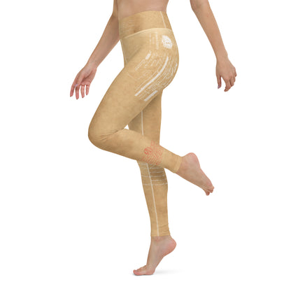 Yoga Leggings- Old Paper Script