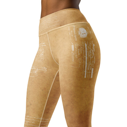 Yoga Leggings- Old Paper Script