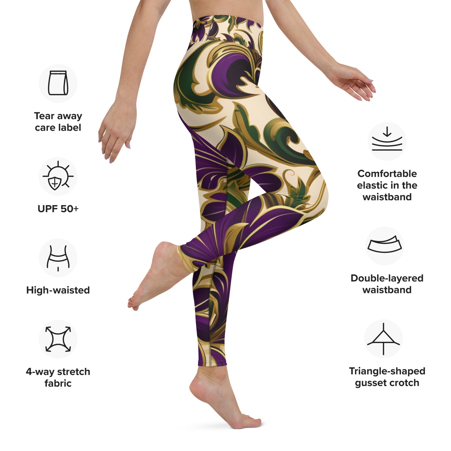 Women Yoga Leggings-"Royal Floral"