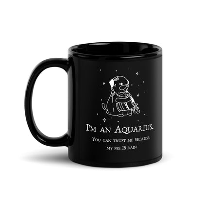 Aquarius Sign Black Ceramic Coffee Mug | Zodiac Sign Mug | By Zaneemo