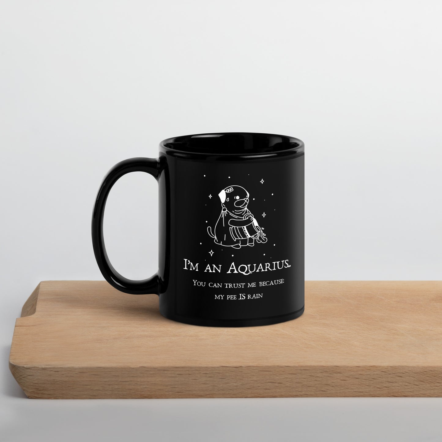 Aquarius Sign Black Ceramic Coffee Mug | Zodiac Sign Mug | By Zaneemo