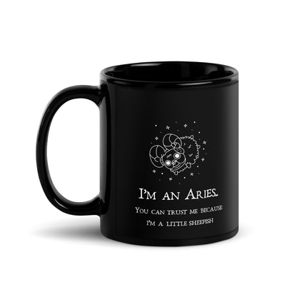 Aries Zodiac Sign Black Ceramic Coffee Mug | By Zaneemo