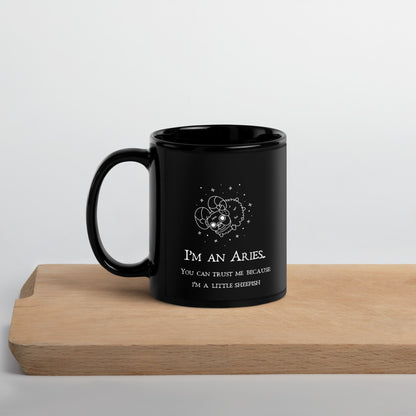 Aries Zodiac Sign Black Ceramic Coffee Mug | By Zaneemo