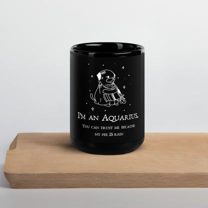 Aquarius Sign Black Ceramic Coffee Mug | Zodiac Sign Mug | By Zaneemo