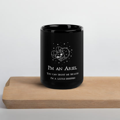 Aries Zodiac Sign Black Ceramic Coffee Mug | By Zaneemo