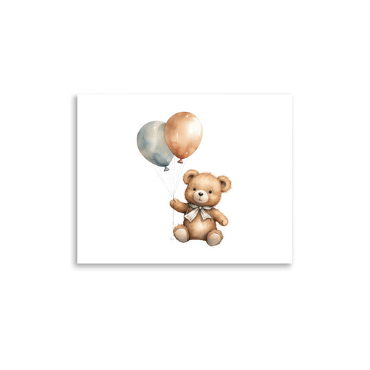 Water Color Baby Room Wall Art "Bear With Balloons"  | By Zaneemo