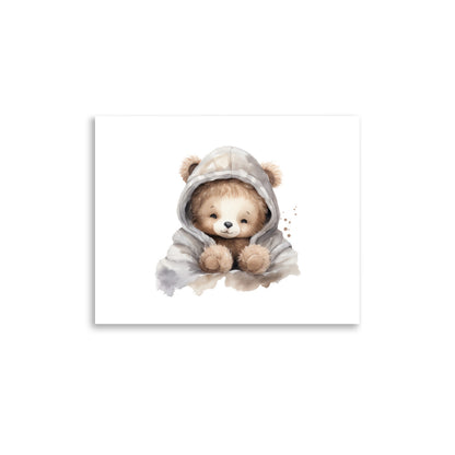 Water Color Baby Room Wall Art "Baby Bear Snuggling In Blanket"  | By Zaneemo