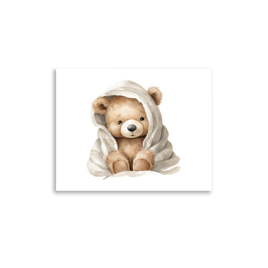 Water Color Baby Room Wall Art "Baby Bear With Blankie"  | By Zaneemo