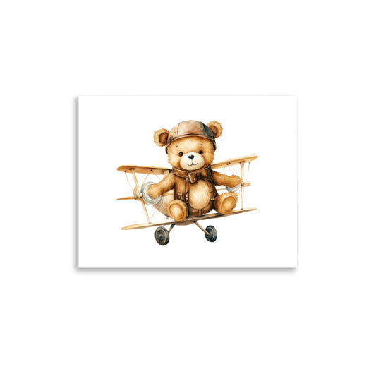 Water Color Baby Room Wall Art "Baby Bear's Airplane Ride"  | By Zaneemo