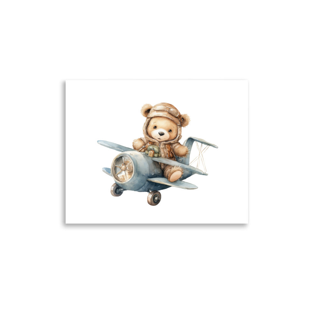 Water Color Baby Room Wall Art "Pilot Baby Bear "  | By Zaneemo