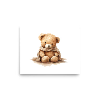 Water Color Baby Room Wall Art "Baby Bear Sitting Alone"  | By Zaneemo