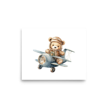 Water Color Baby Room Wall Art "Pilot Baby Bear "  | By Zaneemo