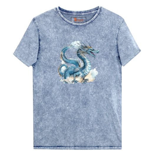 Men's Indigo Denim T-Shirt Dragon