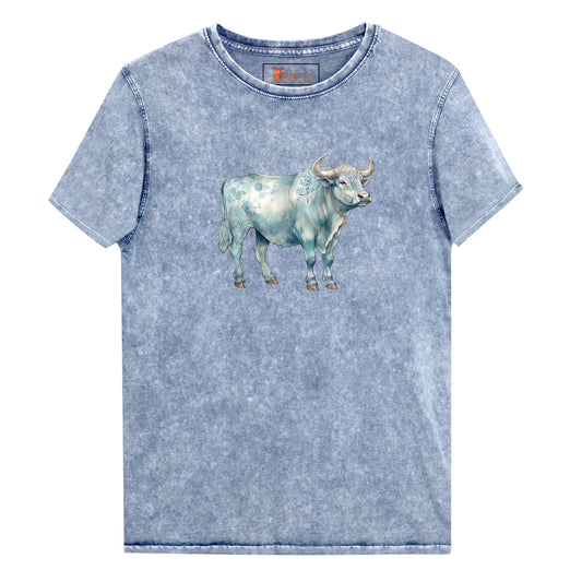 Men's Indigo Denim T-Shirt- The Cow