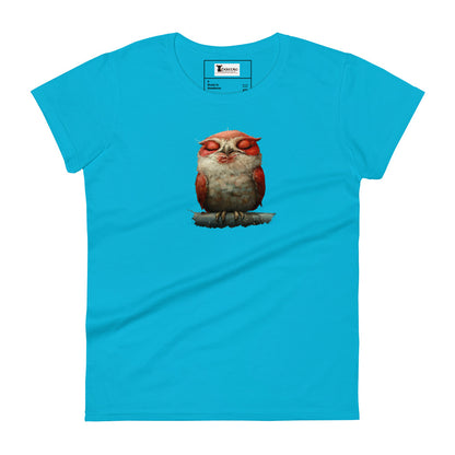 women's T Shirt With Owl printed on frontT