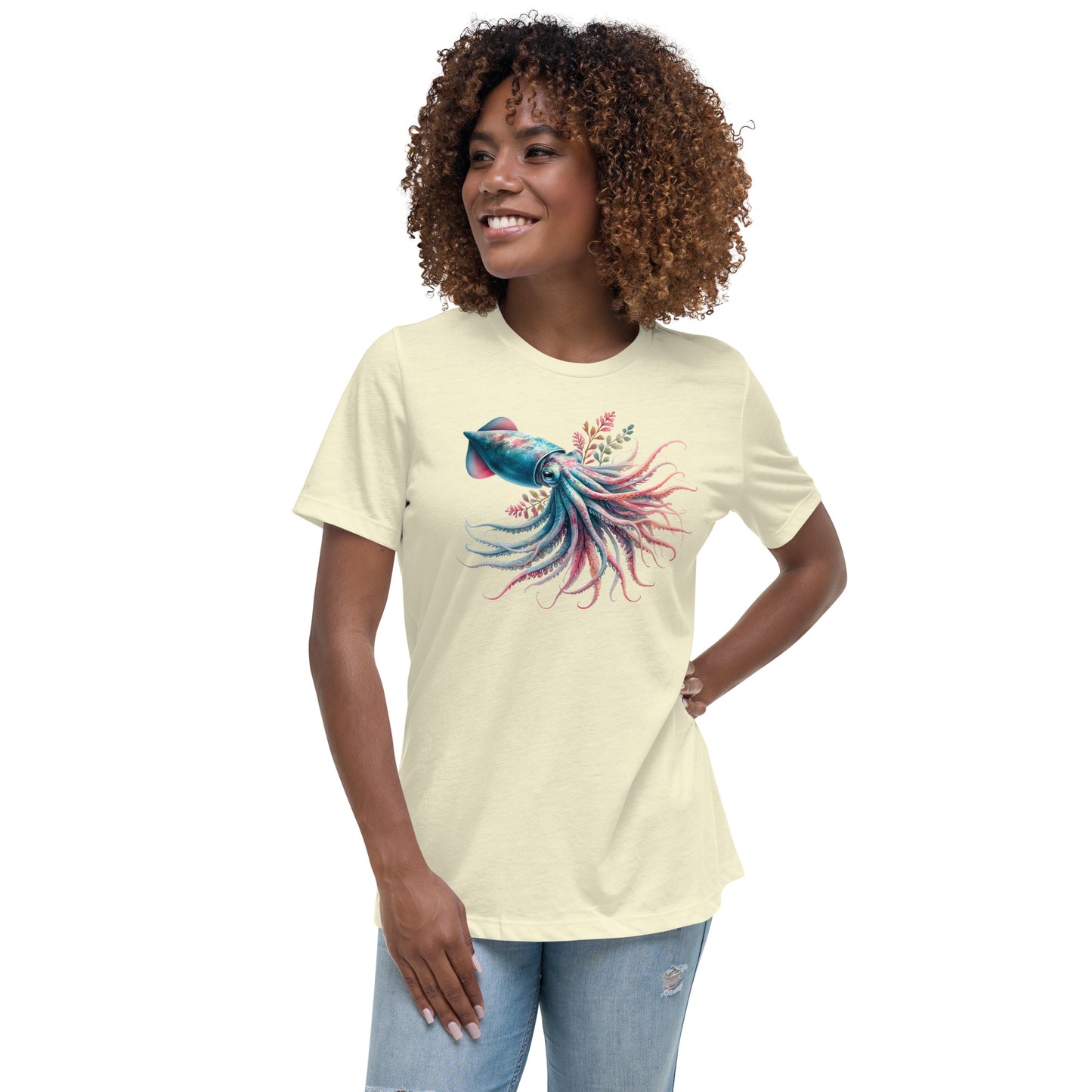 Stylized Squid Watercolor Print Tee