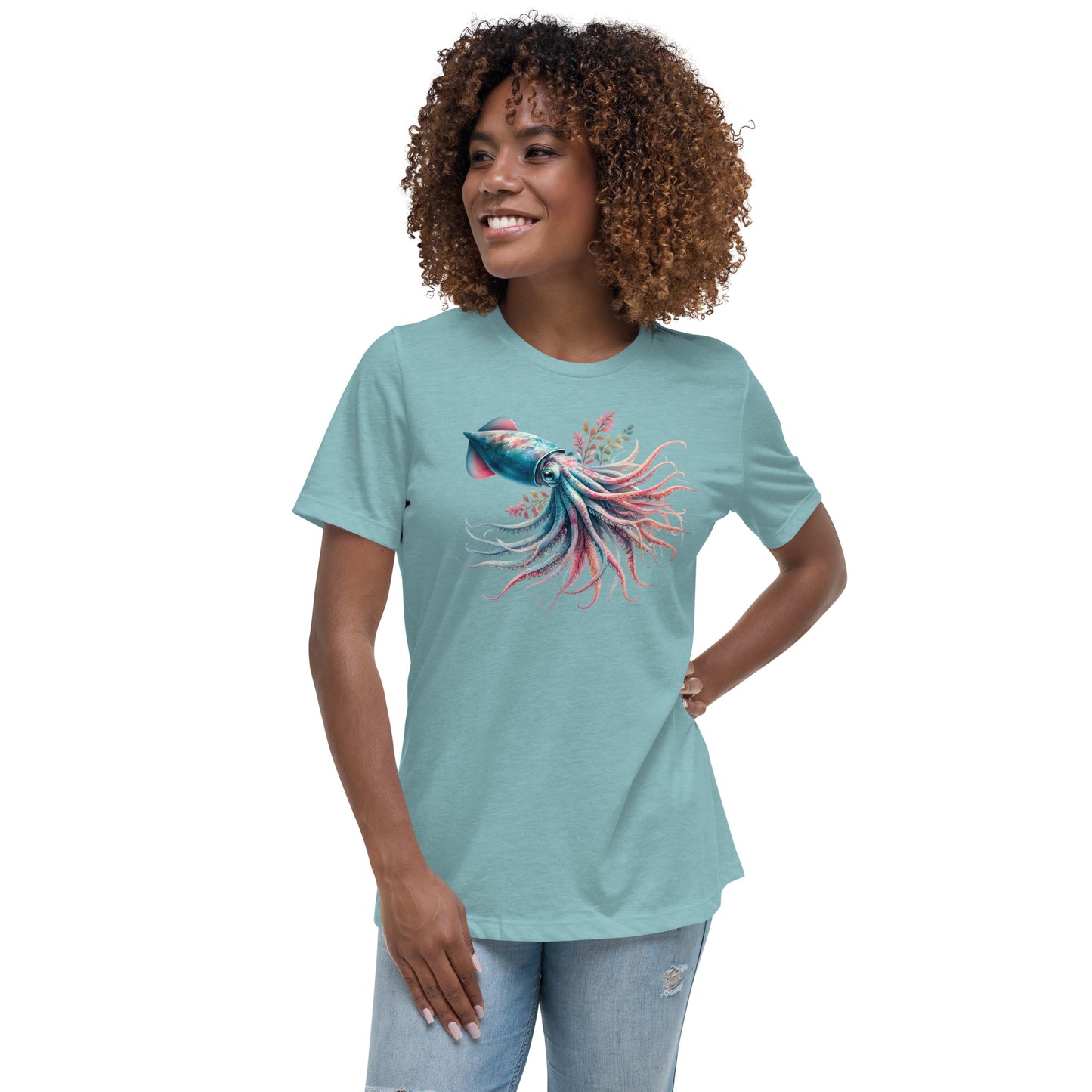 Stylized Squid Watercolor Print Tee