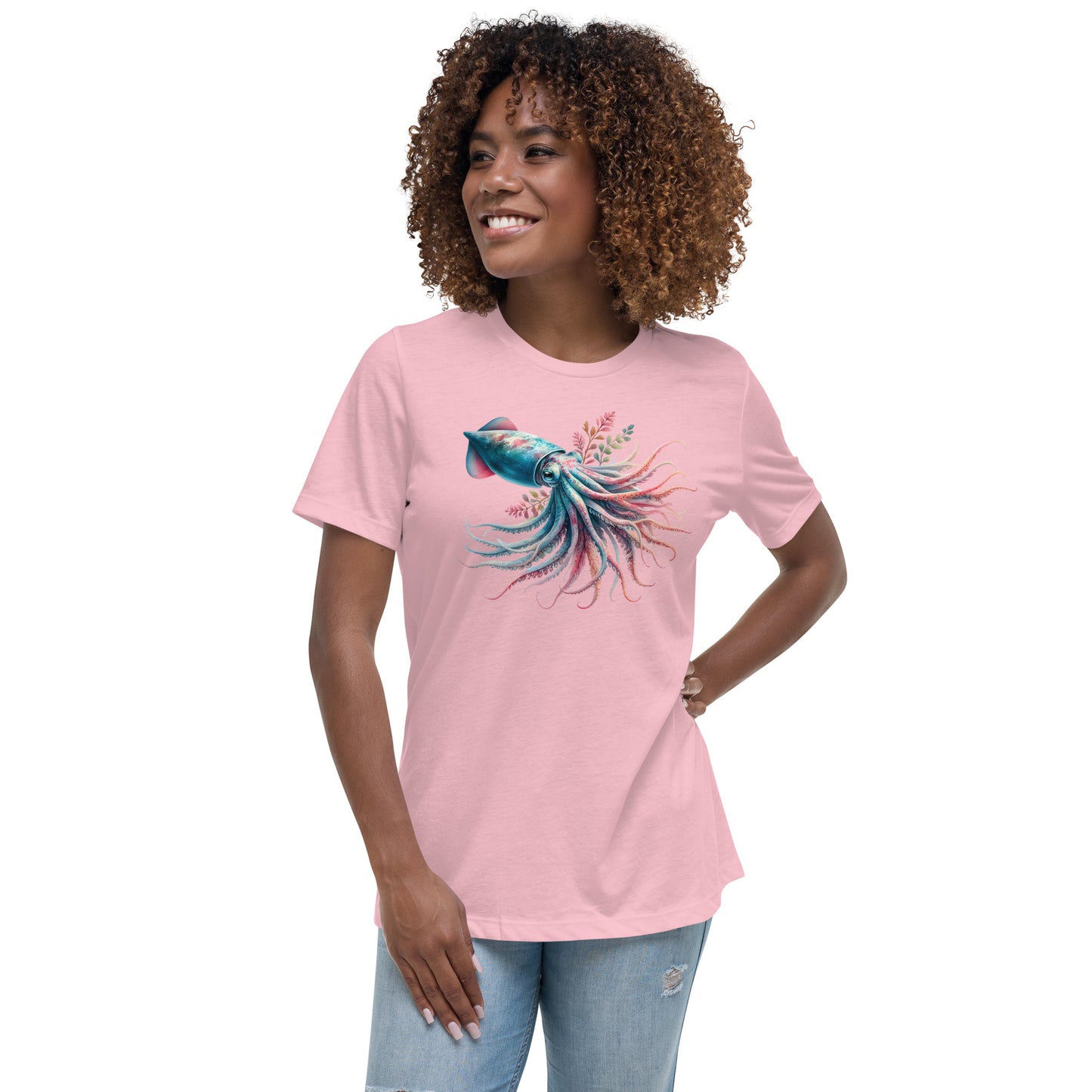 Stylized Squid Watercolor Print Tee